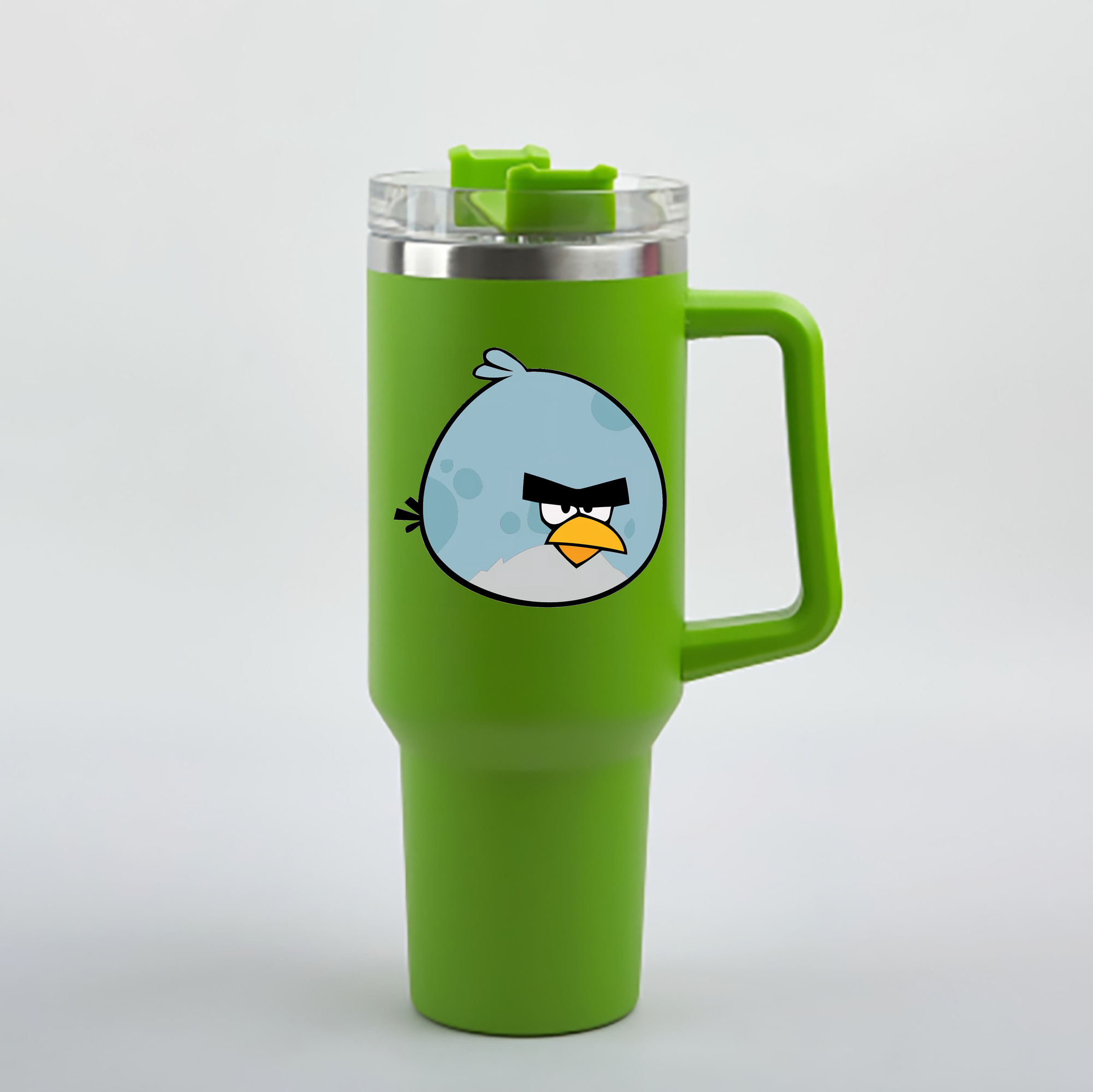 （画像用） Angry Birds アングリーバード 1200mL車用タンブラー - クリスタルステッカー（プラスチックストロー付き）